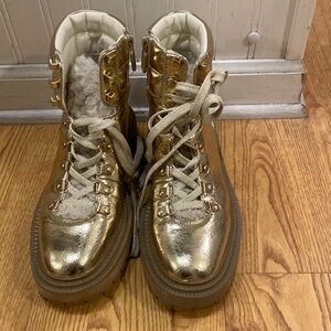 Womens Circus by Sam Edelman Flora gold combat boot size 8M